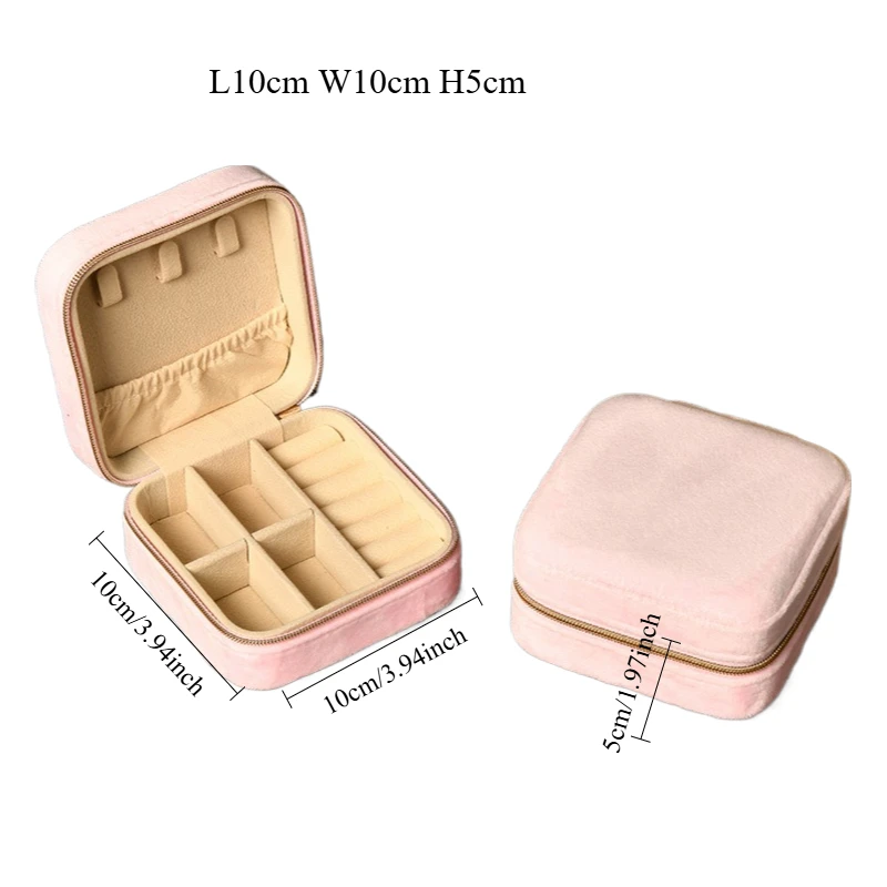 

Бархатная шкатулка для драгоценностей для женщин и девочек, ожерелье, кольцо, серьги, органайзер, держатель для путешествий, портативный квадратный футляр для хранения ювелирных изделий на молнии