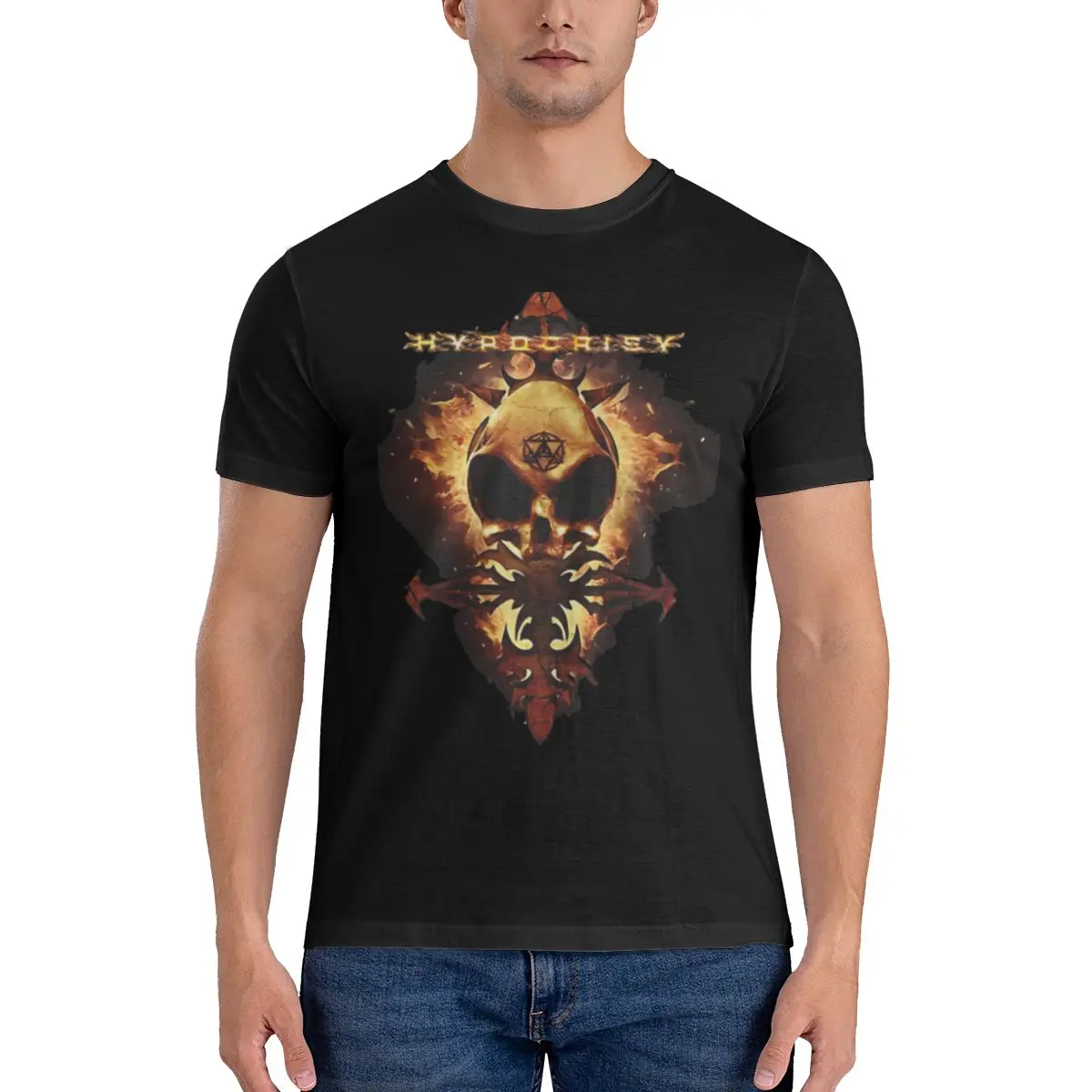 Мужская футболка с коротким рукавом, круглым вырезом и графическим принтом