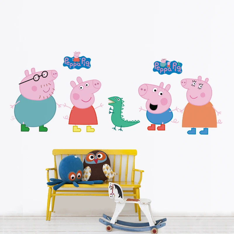 Cartoon Peppa Pig Wall Stickers For Kids Room Living Room Bedroom Kindergarten Wall Decoration Anime Poster Stickers view 4
