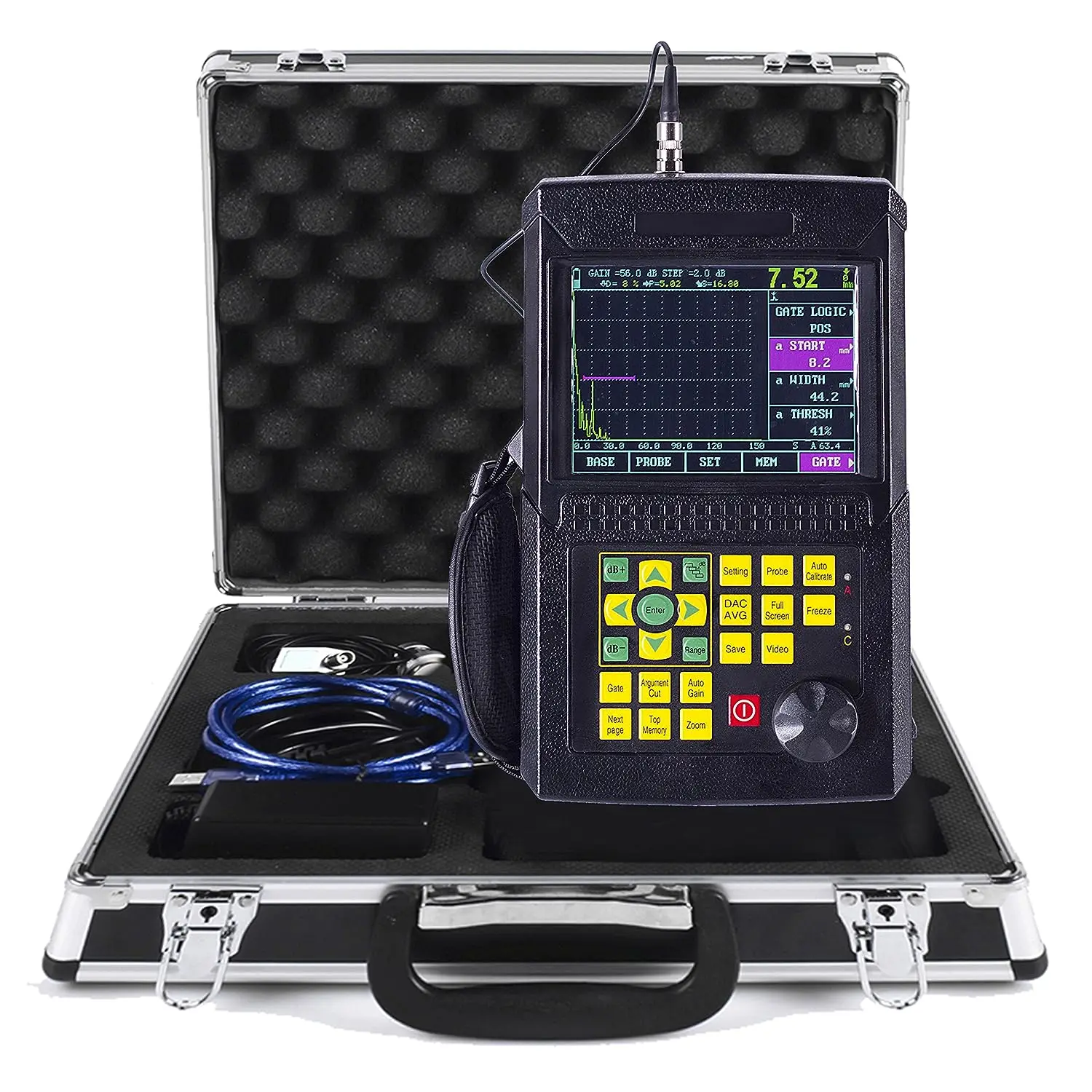 Digital Ultrasonic Flaw Detector Defectoscope Scanning Range 2.5 to 10000mm with B scan Automatic Calibration Probe