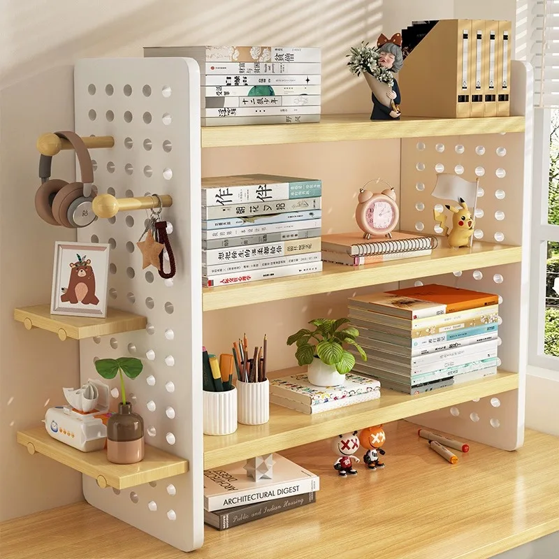 Desktop Shelves Desk Storage Racks Household Multi-layer Book Display Racks Desk Hole Boards Shelves