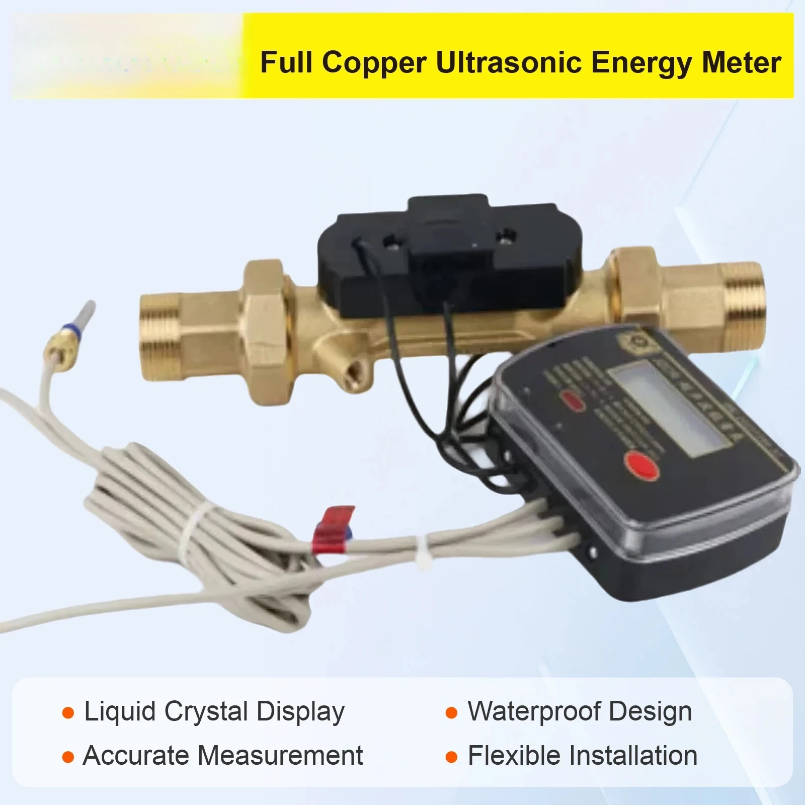 Ultrasonic Energy Meter PT1000 Sensor Battery Operated DN40 DN50 LCD Display Heat Meter for Central Heating HVAC Applications