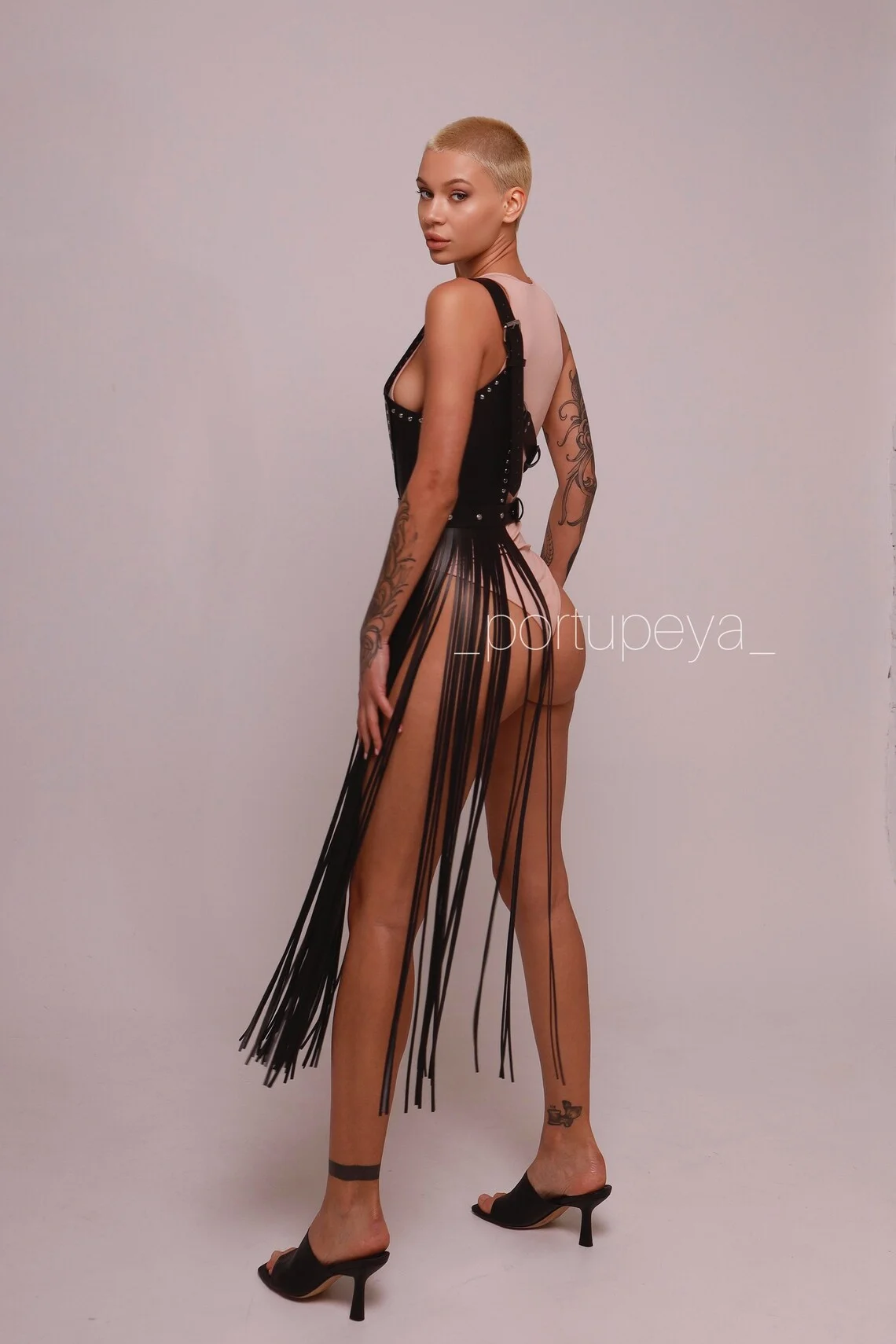 Bdsm Underwear Harness For Women Full Body Leather Skirt Gothic Tassel Long Skirt Nightclub Music Festival Carnival Clothing