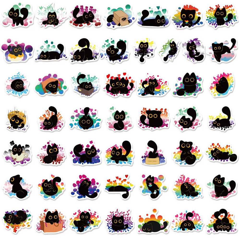 50PCS 자랑스러운 검은 고양이 재미 스티커 DIY 전화 케이스 노트북 컵 오토바이 방수 스티커