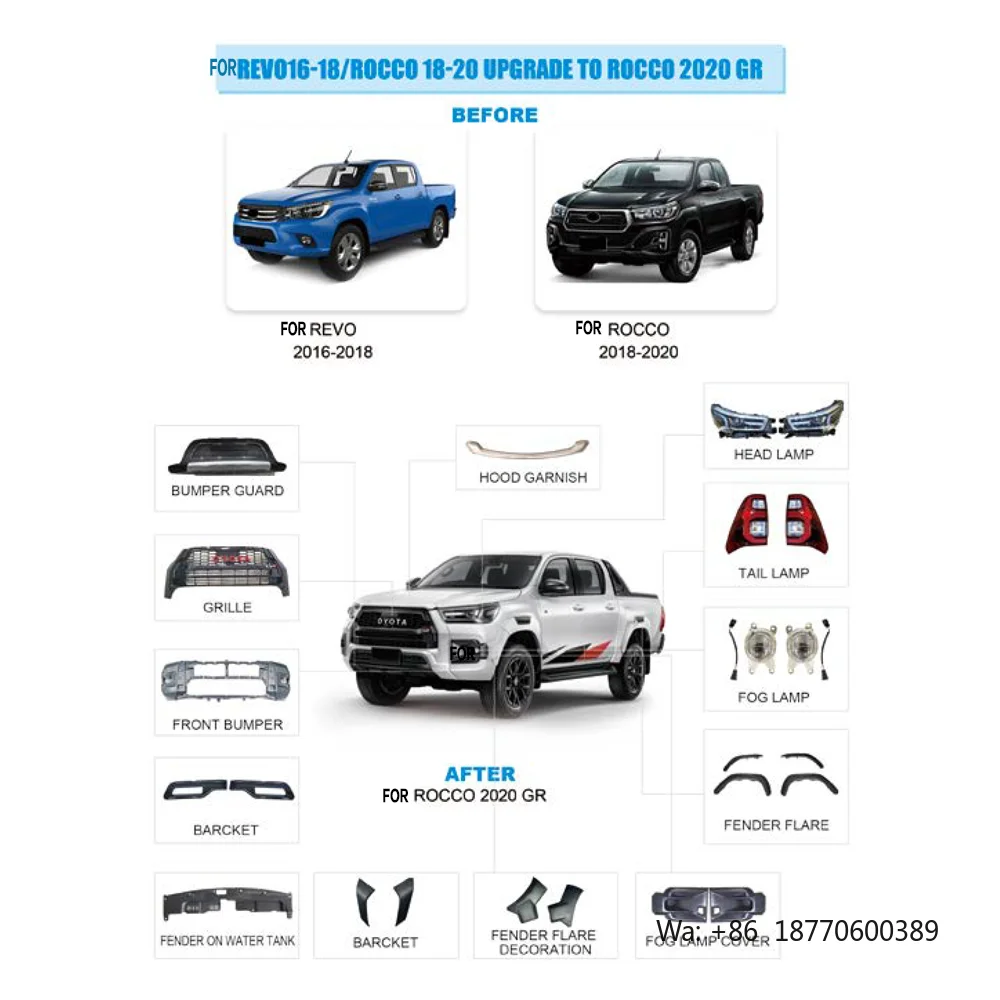 

High End Customized Products Upgrade Car Set Facelift Body Kit for Revo 16-18/Rocco 18-20 Upgrade to Rocco 2020 GR