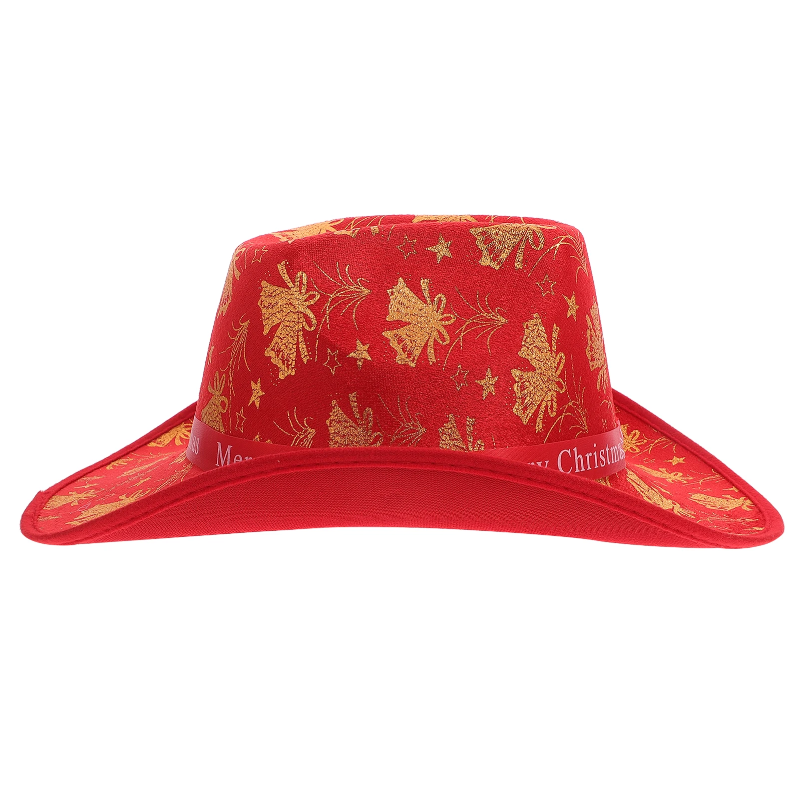 

Christmas Santa Hat Red Print Cowgirl Hat Party Accessories Holiday Gathering Wear Comfort Material Festive Season Christmas