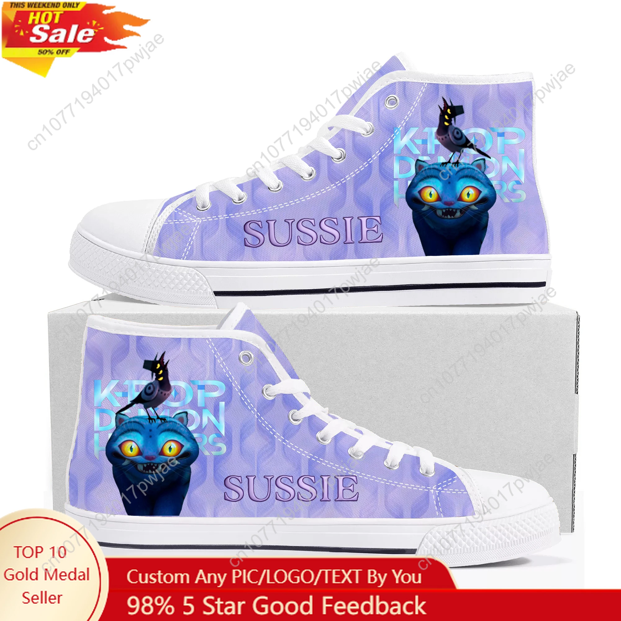 

KPop Demon Hunters Sussie High Top High Quality Sneakers Mens Womens Canvas Sneaker Ghana Hiking Fashion Casual Shoes