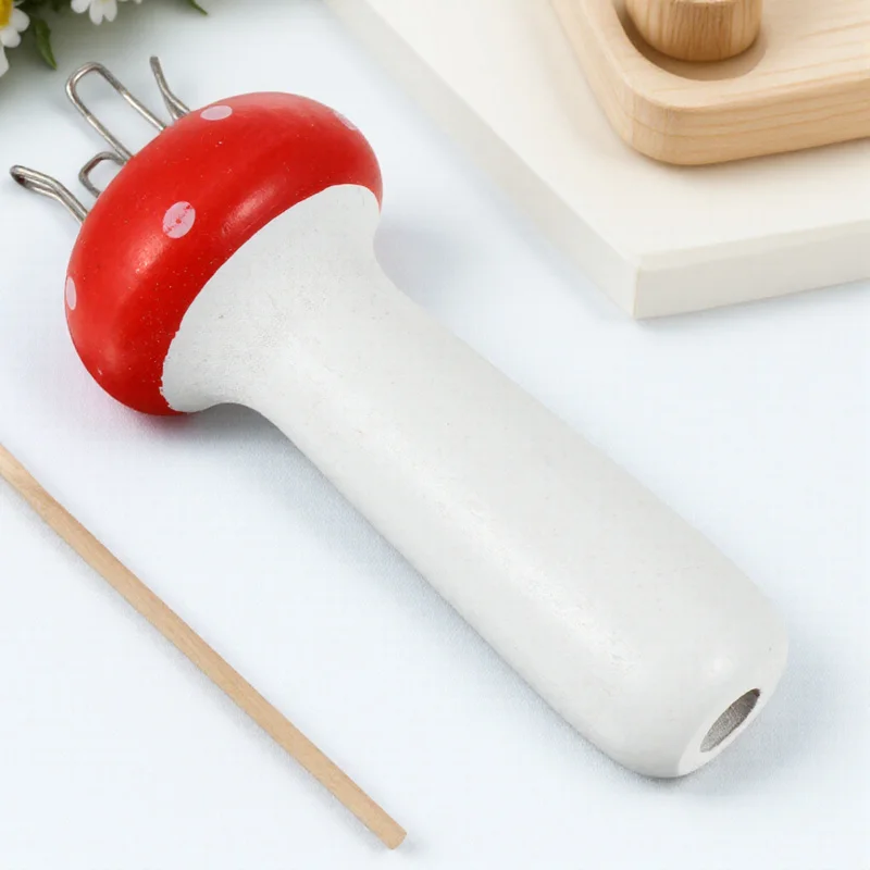 

French Knitter Mushroom Shape Wood Craft for DIY Yarn Work Suitable Wool Cotton Silk Synthetic Fibers Wool Knitter