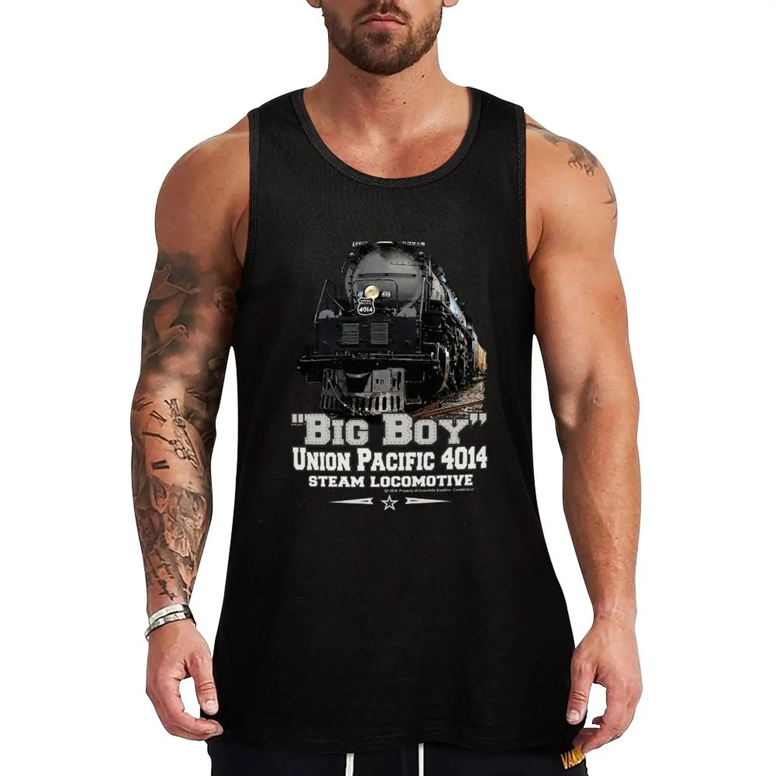 

Big Boy 4014 Steam locomotive Tank Top T-shirt Men's gym sleeveless shirts