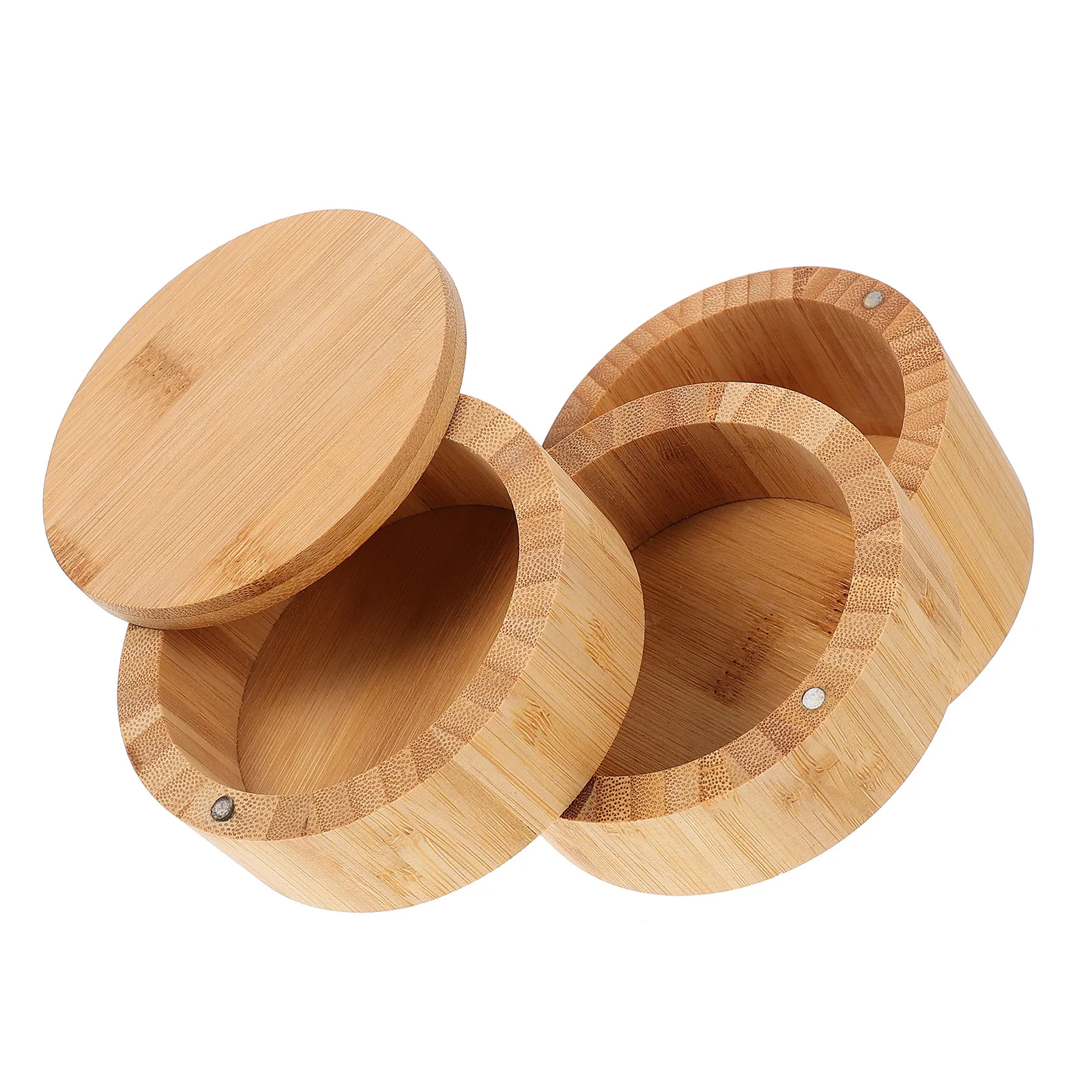 1Pcs Bamboo Three-Layer Seasoning Storage Jar Kitchen Spice Container for Salt Sugar Pepper Garlic Corn Starch Fresh Dustproof