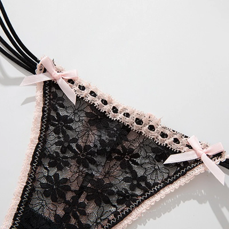 Spitzen-Slip mit Schleife, sexy Damenunterwäsche, Alltagskleidung, Hauskleidung, einfarbige Unterwäsche für Frauen, niedrige Taille, atmungsaktiv, Damen-Slips