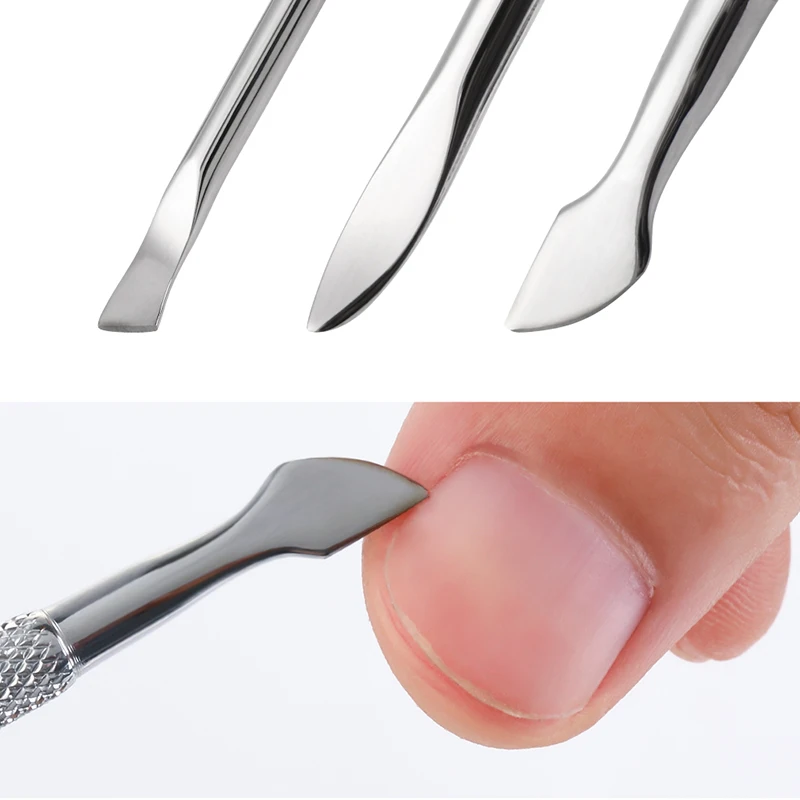 Double Sided Nail Cuticle Pusher Scraper Finger Dead Skin Nail Remover Stainless Steel Cleaner Manicure Pedicure Nail Art Tool