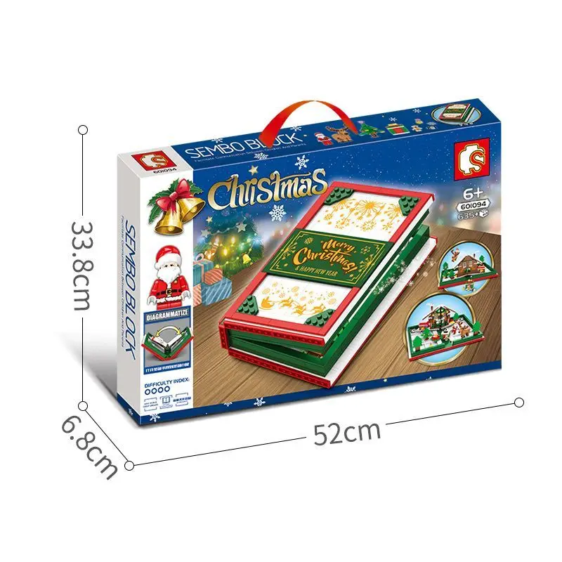 SEMBO BLOCK Batu Bata Bangunan Pohon Natal Kompatibel dengan Mainan Edukasi LEGO untuk Hadiah Natal Anak Laki-laki Perempuan