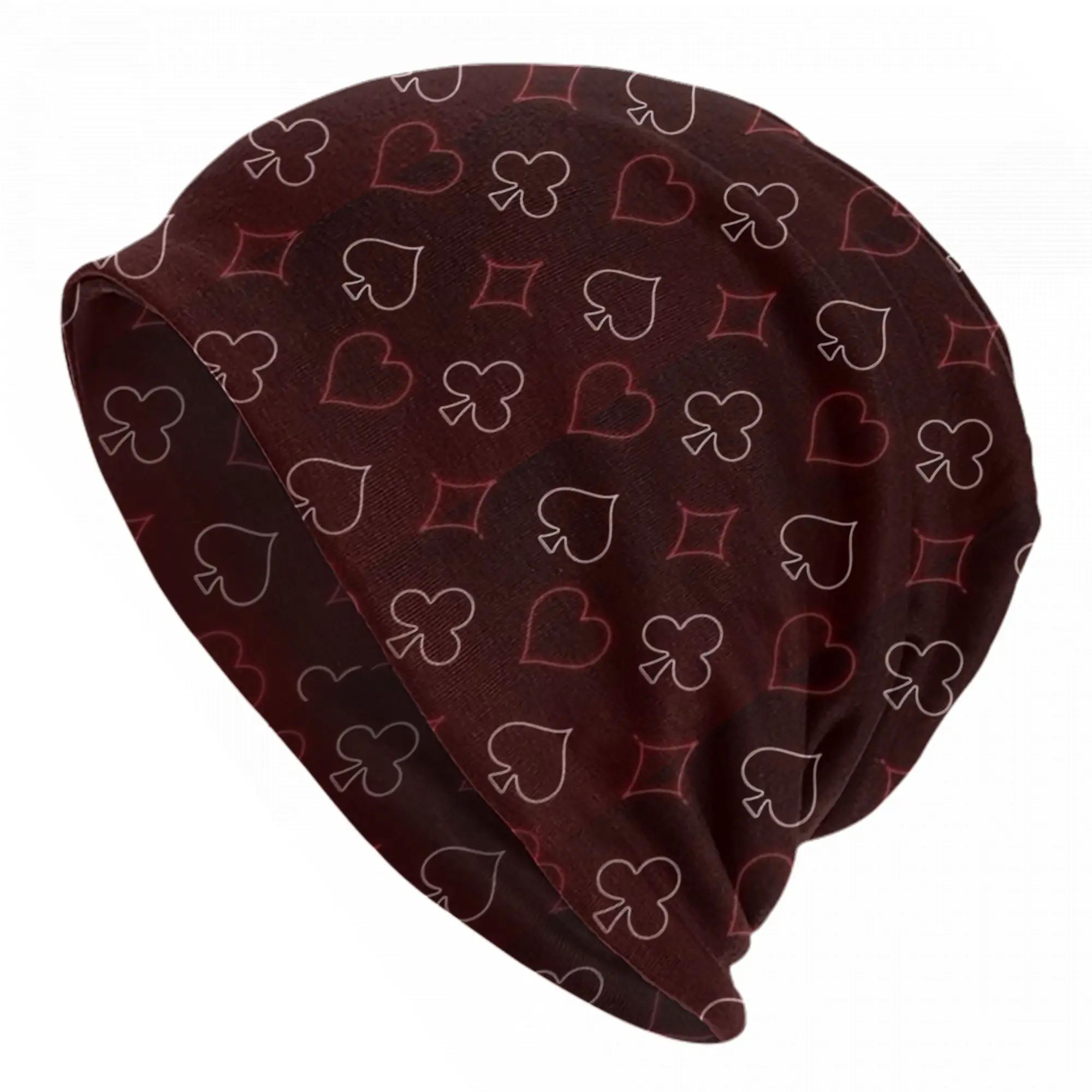Red Queens Hearts Bonnet Hat Autumn Winter Outdoor Halloween Poker Skullies Beanies Hat Unisex Spring Multifunction Caps
