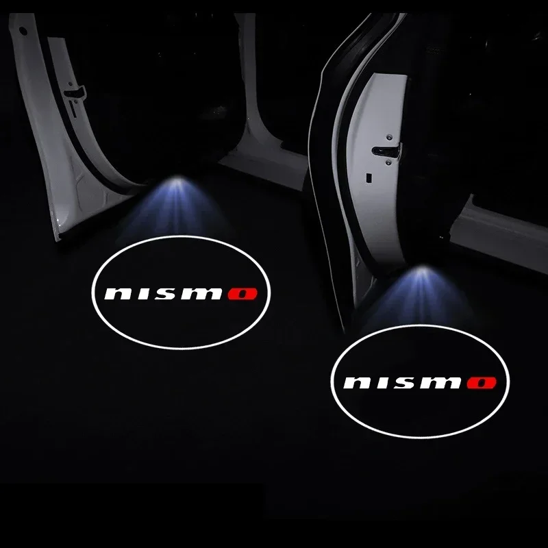 LED Car Door Welcome Light Laser Projector Logo Light For Nismo Nissan Emblem R34 GTR Tiida Sylphy Teana X-trail 1 2 Qashqa