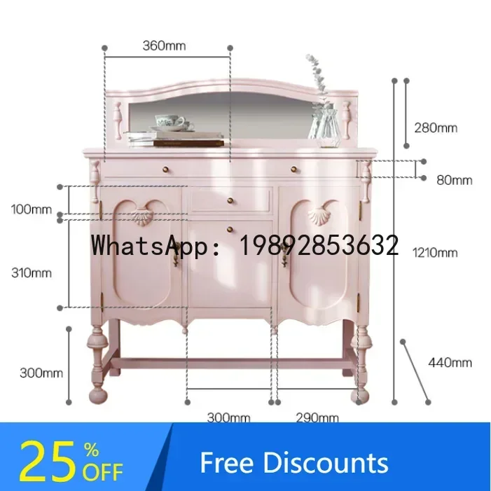 

XL Dresser pink all-solid wood cosmetic cabinet with mirror dresser chest integrated small apartment simple dressing table