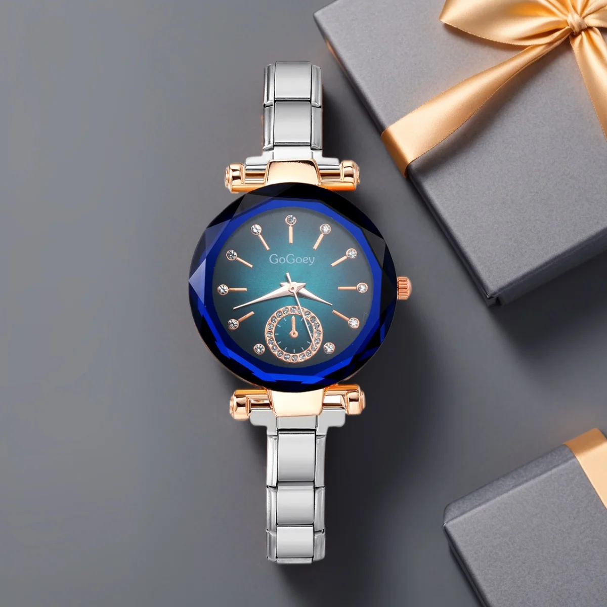 ​URING New Tide Colorful Circle Wristwatch Stainless Steel Strap Width 9mm Creative Quartz Watch Women Men Leisure Daily Gifts