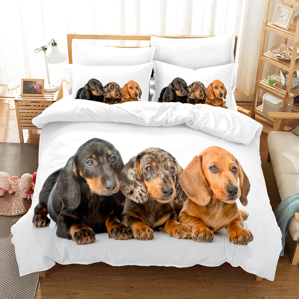 

Cute dog Bedding Set Single Twin Full Queen King Size Pet dog Bed Set Aldult Kid Bedroom Duvetcover Sets 3D Print 035