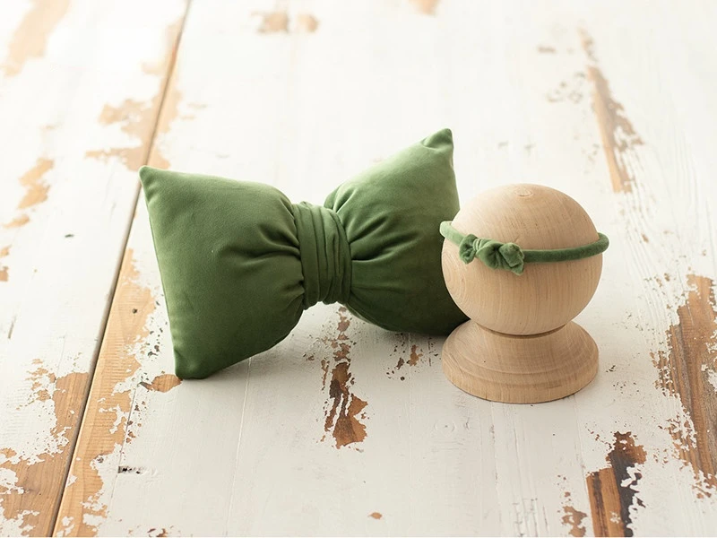 

Newborn Posing Photography Velvet Bow Pillow Colorful Headband Infant Baby Kids Photo Studio Shooting Cushion Prop Accessories