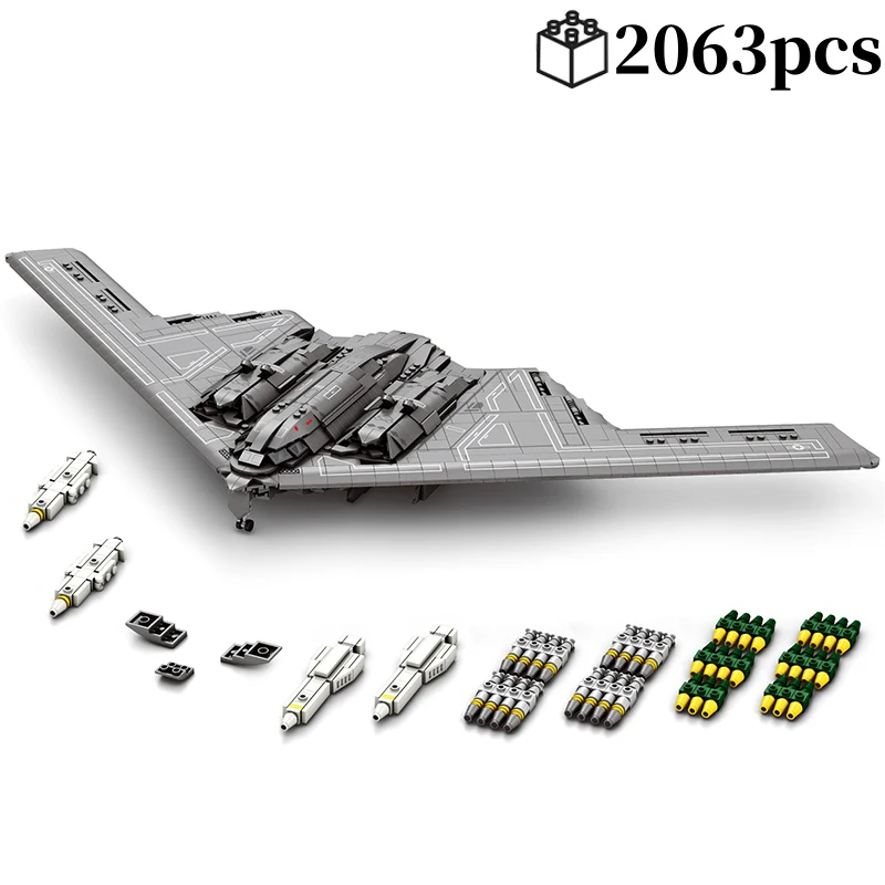 

Military Technical USA B2 Ghost Stealth Bomber Fighter Building Blocks World War WW2 Specia Missile Model Bricks Kids Boys Toys