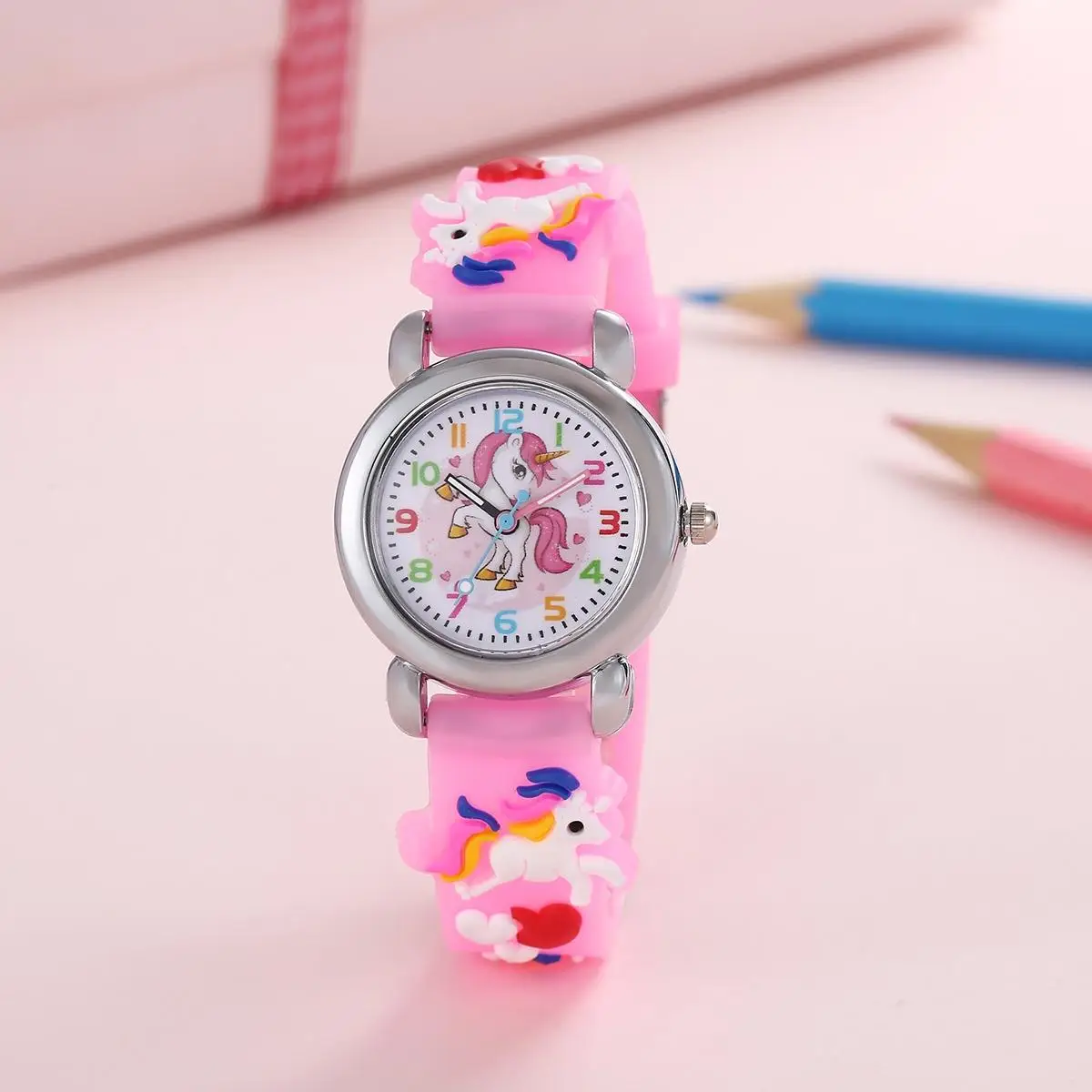 New Fashion Colorful Cartoon Unicorn Student and Children\'s Watch Quartz Watch Electronic Watch