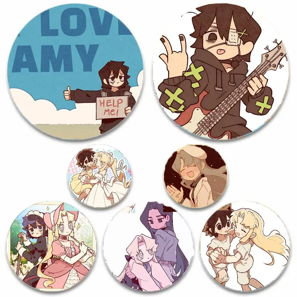 Korean Girl Love Anime L Love A-Amy Pins Brooch Cartoon Badge For Friend Backpack Clothes Collect Accessories Jewelry Gift