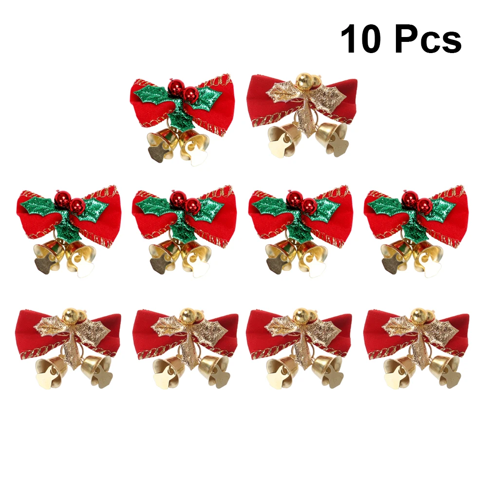 

10 Pcs Bow Bell Accessories Christmas Decor Tree Ornaments Decorations Bows Decorate