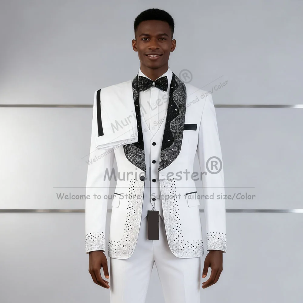 

Блестящие кристаллы и бусины, костюмы для мужчин на свадьбу, итальянский дизайн, шаль с лацканами, пиджаки для выпускного вечера, индивидуальные смокинги для жениха, мужское платье
