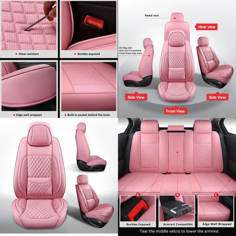 

Car Seat Covers Full Set,Universal Seat Covers Full Coverage Waterproof Leather Car Seat Protector Automotive Seat Covers Fit fo