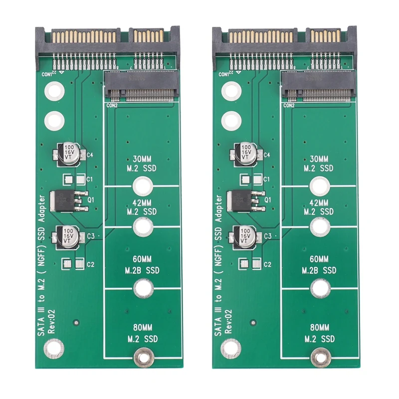 2X Ngff ( M2 ) Ssd To 2.5 Inch Sata Adapter M.2 Ngff Ssd To Sata3 Convert Card For 30/42/60/80Mm M.2 Ssd Hard Drive