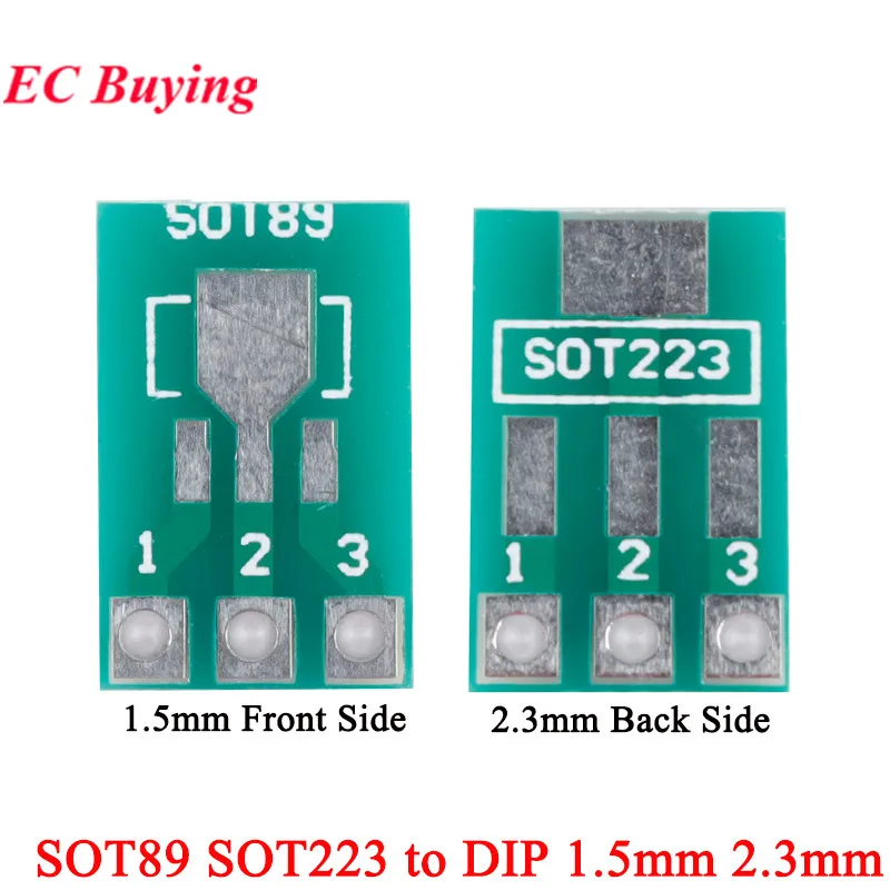 2Pc-100Pcs SOT89 SOT223 To DIP IC Adapter PCB Board SOT-89 SOT-223 Converter Transfer Plate 1.5mm 2.3mm to 2.54mm Pitch Pinboard