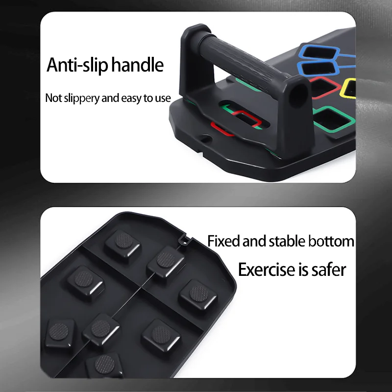 Tragbares multifunktionales Push-up-Board-Set mit Griffen, faltbare Fitnessgeräte für Brust, Bauch, Arme und Rückentraining – Detail 2