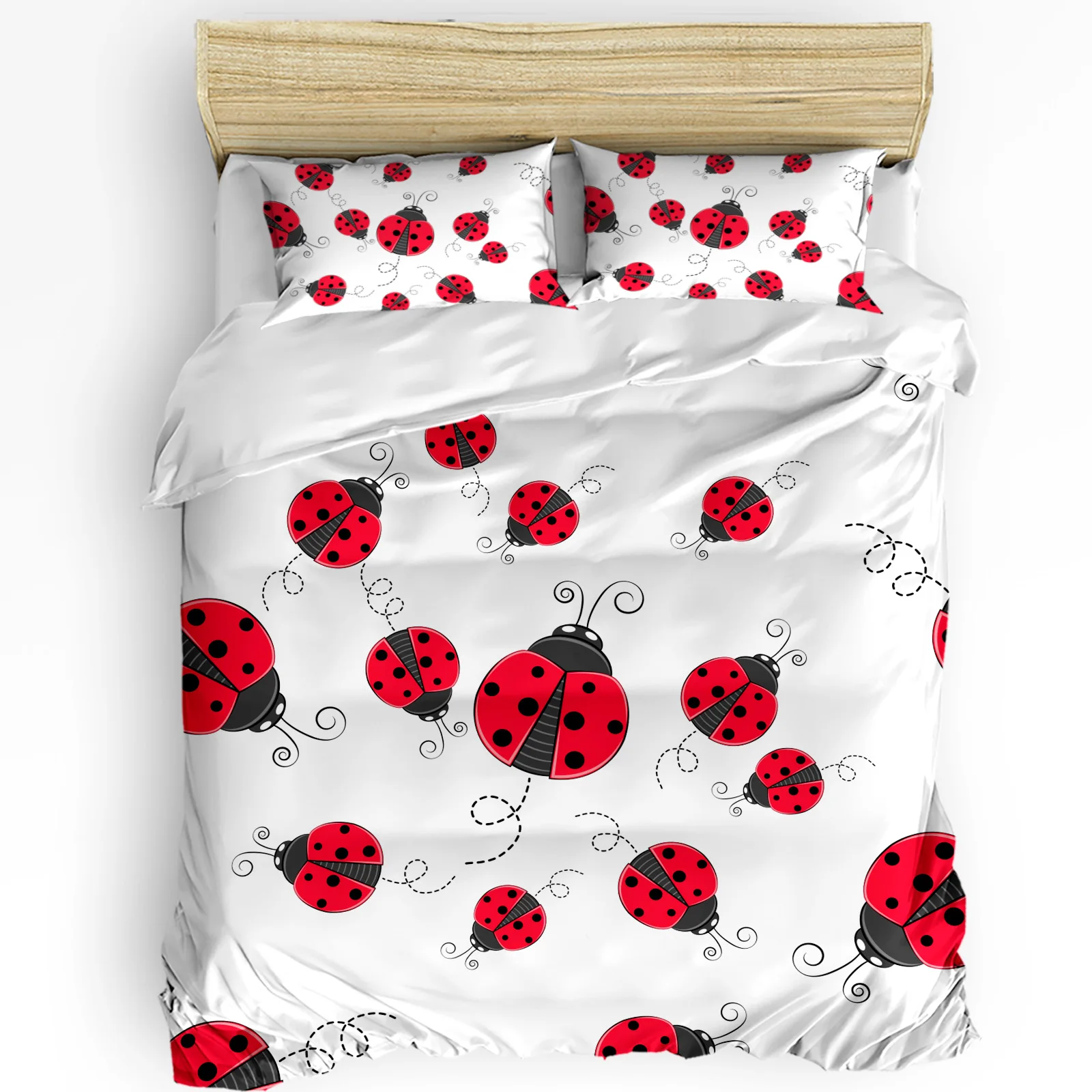 

Комплект постельного белья «Божья коровка», пододеяльник, пододеяльник, подушка Шамс, абстрактный узор жуков с множеством различных постельных принадлежностей, комплект двуспальной кровати