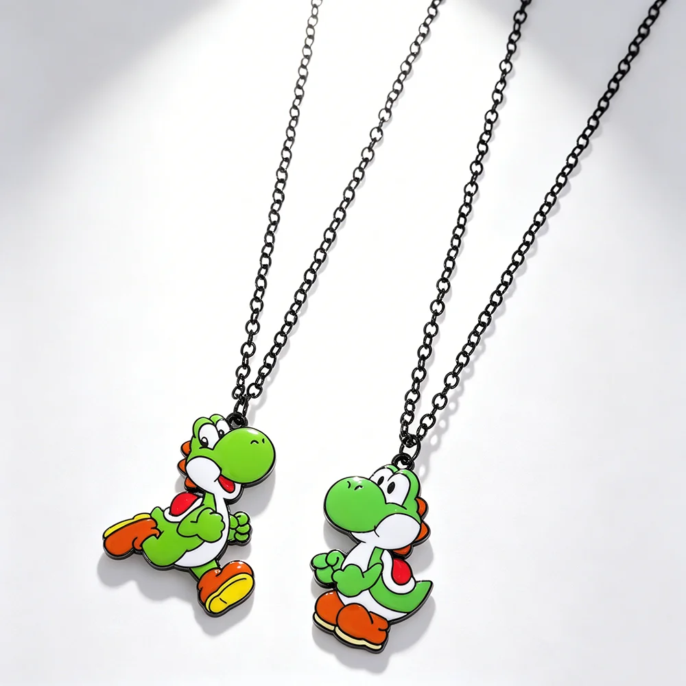 Yoshi Dinosaur Enamel Necklace Cartoon Lovely Animal Character Pendant Fashion Trend Jewelry Gift for Friends view 2