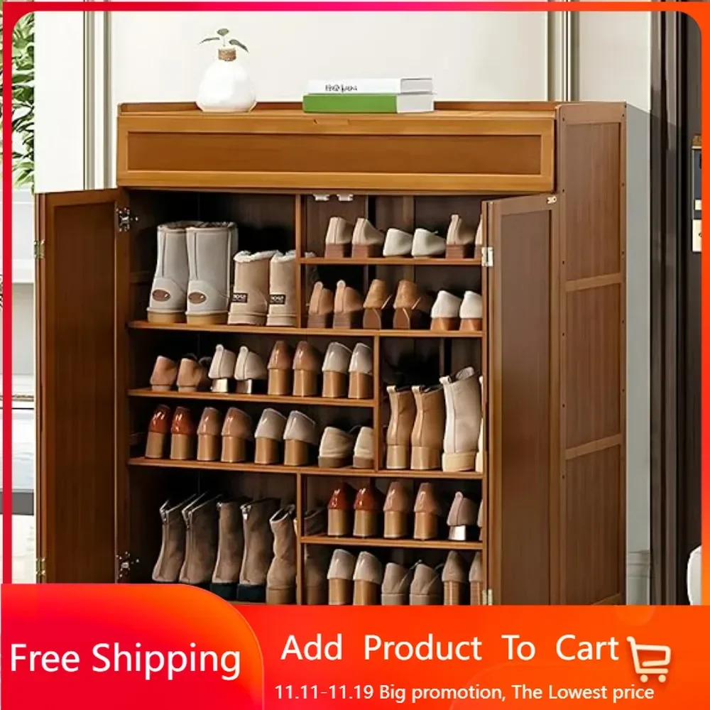 Kapılı Ayakkabı Saklama Dolabı, 36-40 Çift Ayakkabı Dolabı, 7 Katlı Bağımsız Ayakkabılık, Giriş Ayakkabı Dolabı