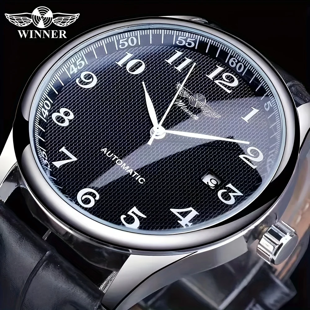 Automatic Mechanical Watch for Men - Elegant Arabic Numeral Dial, Round Dial, Automatic Winding, Skeleton Design, Ideal for Business and Casual Wear, Men's Gift, Business Casual Watch | Minimalist Watch Design | Durable Watch Strap, Men's Watch
