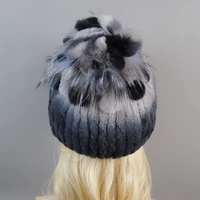New Luxury Women Fur Hat For Winter Handmade Natural Rex Rabbit Fox Fur Cap Russian Female Fur Headgear Brand Warm Beanies Cap - Image 6