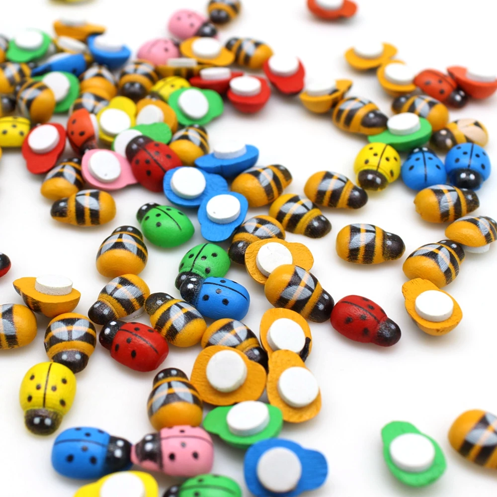 

Самоклеящаяся пчела/сожья коровка, паста для холодильника, кабошон, скрапбукинг, окрашенное кавайное деревянное украшение