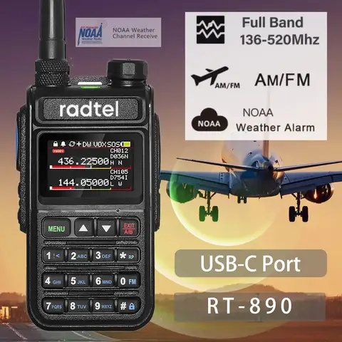 Radtel RT-890 풀 밴드 햄 라디오 – 2웨이 워키 토키, 999채널, AM 항공 및 해양 NOAA 스캐너