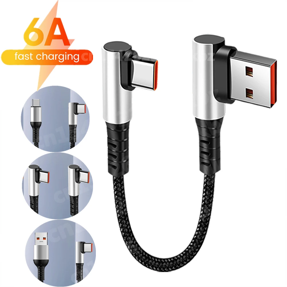 90-Grad-Winkel-USB-C-auf-Typ-C-Kurzdatenkabel PD-auf-Typ-C-Schnellladekabel 25cm/50cm USB-C-Kabel USB-C-Kabel Samsung Xiaomi