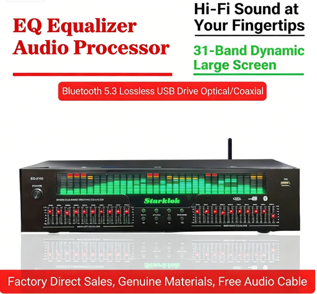 EQ8000 Equalizer Bluetooth 5.3 Fiber Coaxial Digital Audio Decoding USB Disk Pre stage Player AC220V ± 10% 50Hz/60Hz