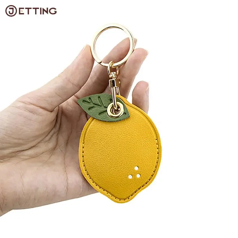 Retro Rectangular Round Keyring Leather Access Card Holder Keychain Community Water Drop Proximity Card Protective Case Key Fob