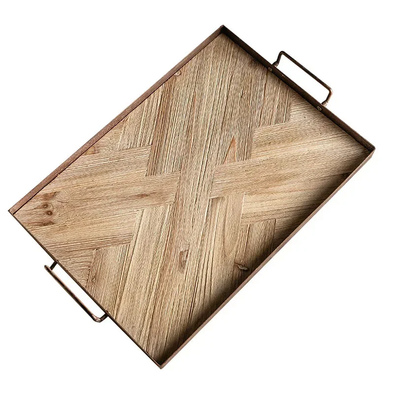 Log style old, ornaments photography props, American retro restaurant, decorative stove tray