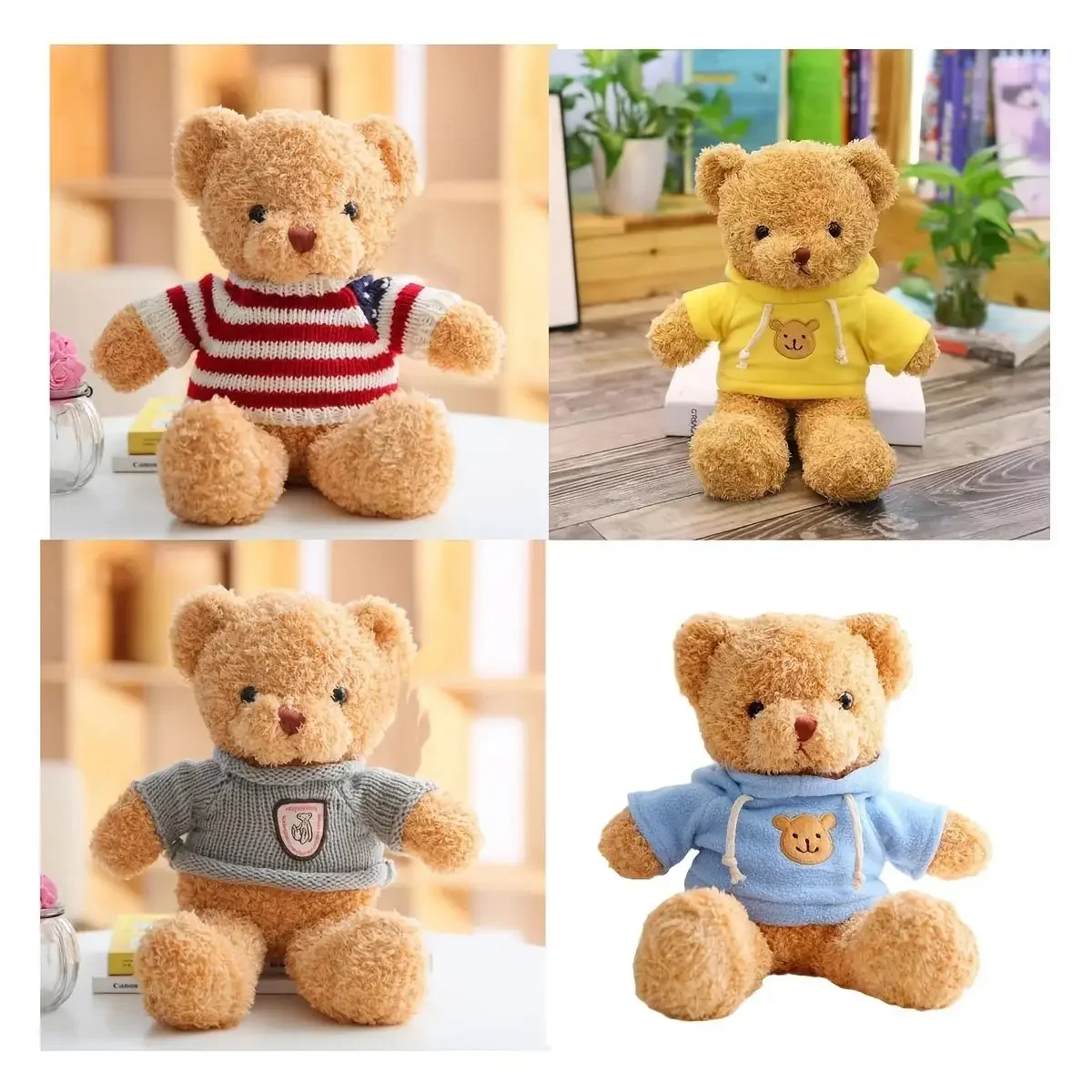 

4 Pcs Teddy Bear Stuffed Animals with Doll Clothes DIY Change Clothes Gif t For Christmas Hallween New Year 12 Inch