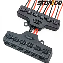 Low Voltage Quick Connect Wire Splitter for LED Strip Lighting (2 IN 12 OUT) - Distribution Block