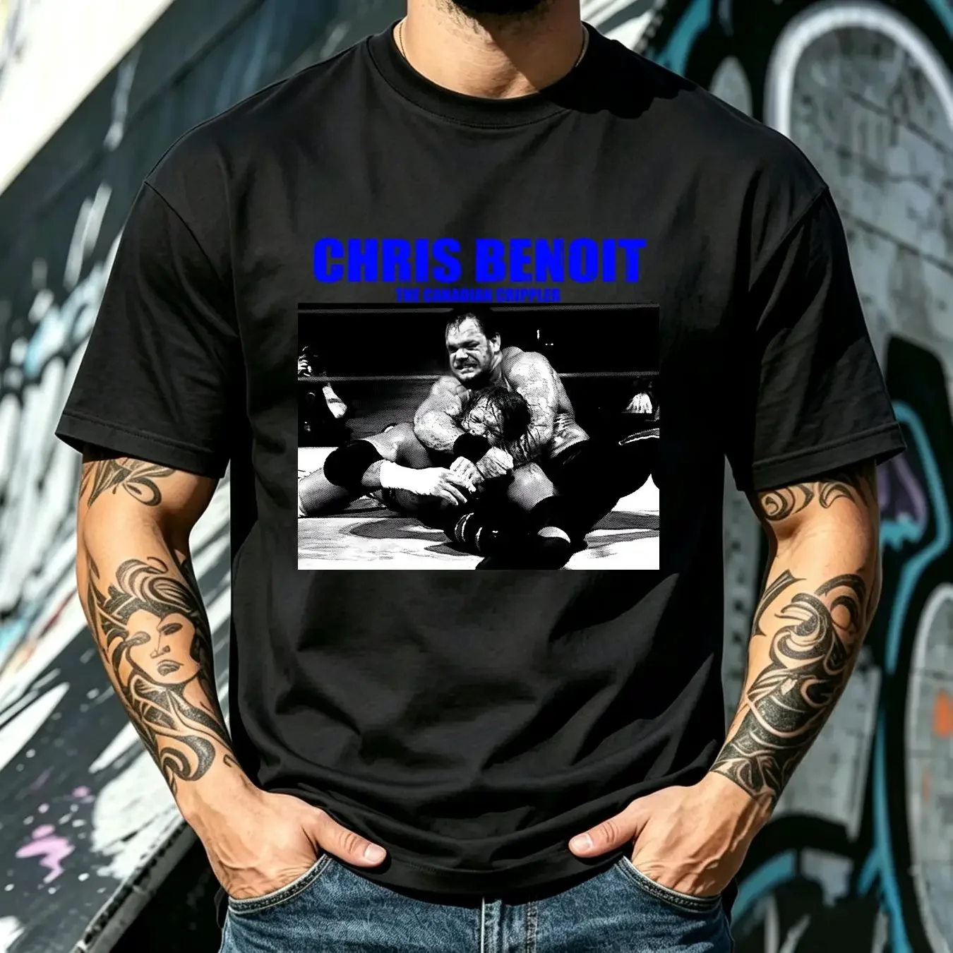 washed T Shirt Chris Benoit Canadian Crippler long or short sleeves vintage Washed Casual Comfortable Versatile