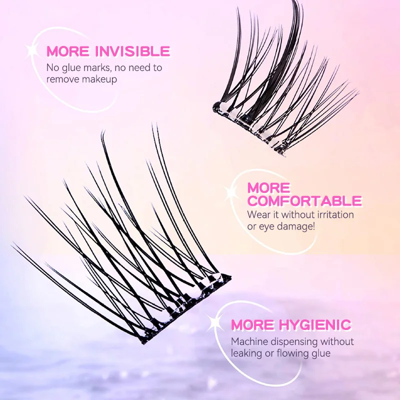 رموش صناعية ذات سعة كبيرة بدون غراء، بدون إزالة ذاتية اللصق ذاتية اللصق وذيل السمكة - تصميم قطاعي طبيعي، #4