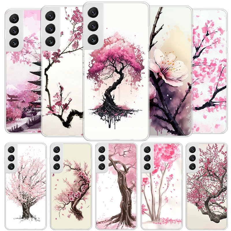 Cherry Blossom Tree Cover Phone Case For Samsung Galaxy S26 S25 Edge S24 Ultra S23 S22 Plus S21 S20 FE Soft Fundas Shell Galaxy