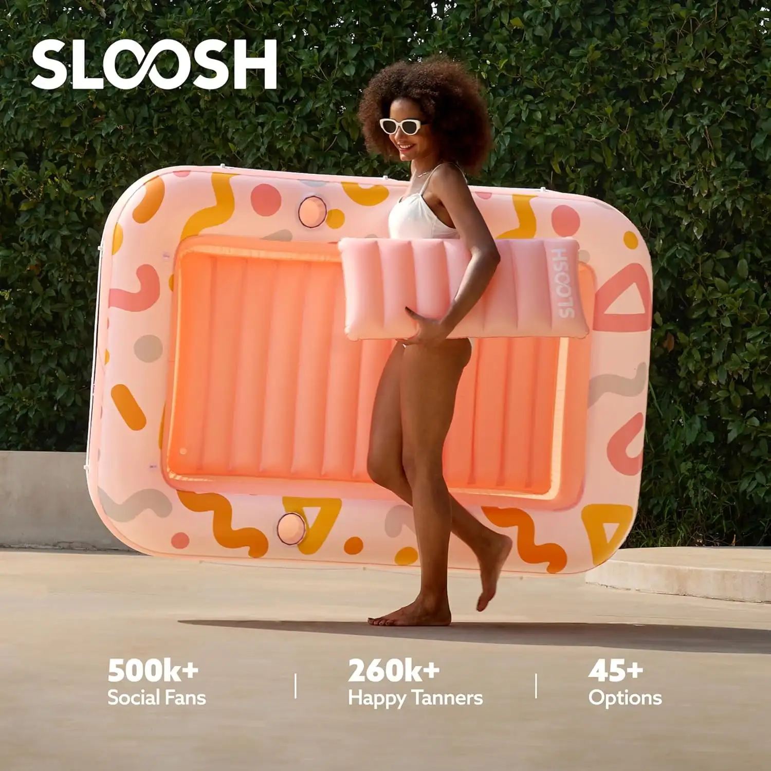 JOYFY Lettino gonfiabile per piscina abbronzante galleggiante 70 "x 46" Galleggianti per piscina per adulti 4 in 1 Zattera per vasca abbronzante per regali per feste in acqua