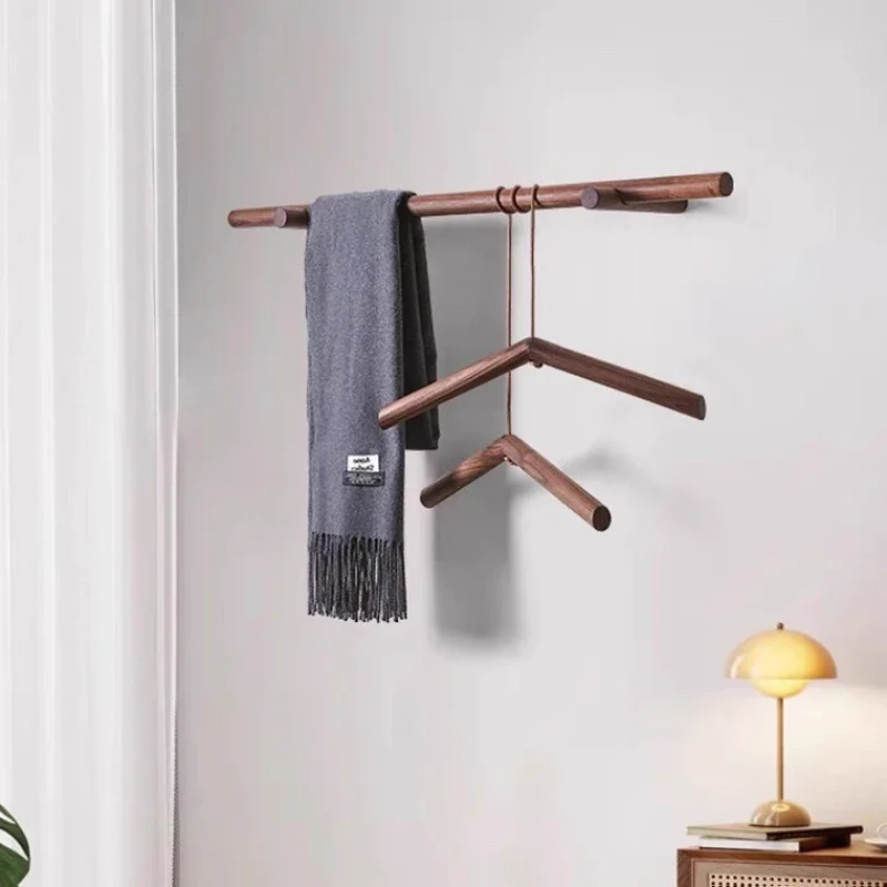 Walnut Wall Mounted Coat Rack Creative Door Back Clothing Display Hanger Bathroom Garment Organizer Boutique Storage Solution